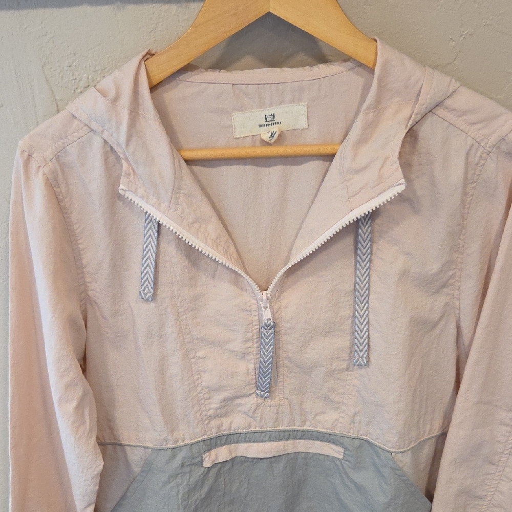 BelaZurè Two Tone Hooded Anorak Jacket Lightweight Coastal Minimalist Small